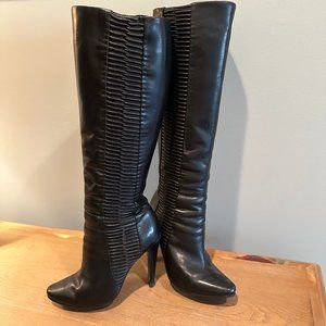 Kenneth Cole Knee High Black Leather Boots Size 6